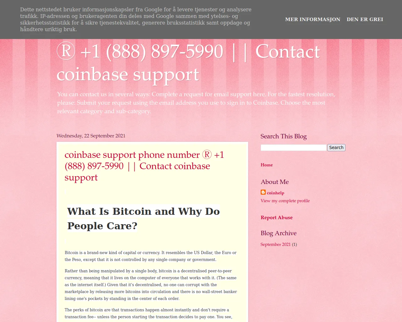 Screenshot of coinbasezsupport.blogspot.com