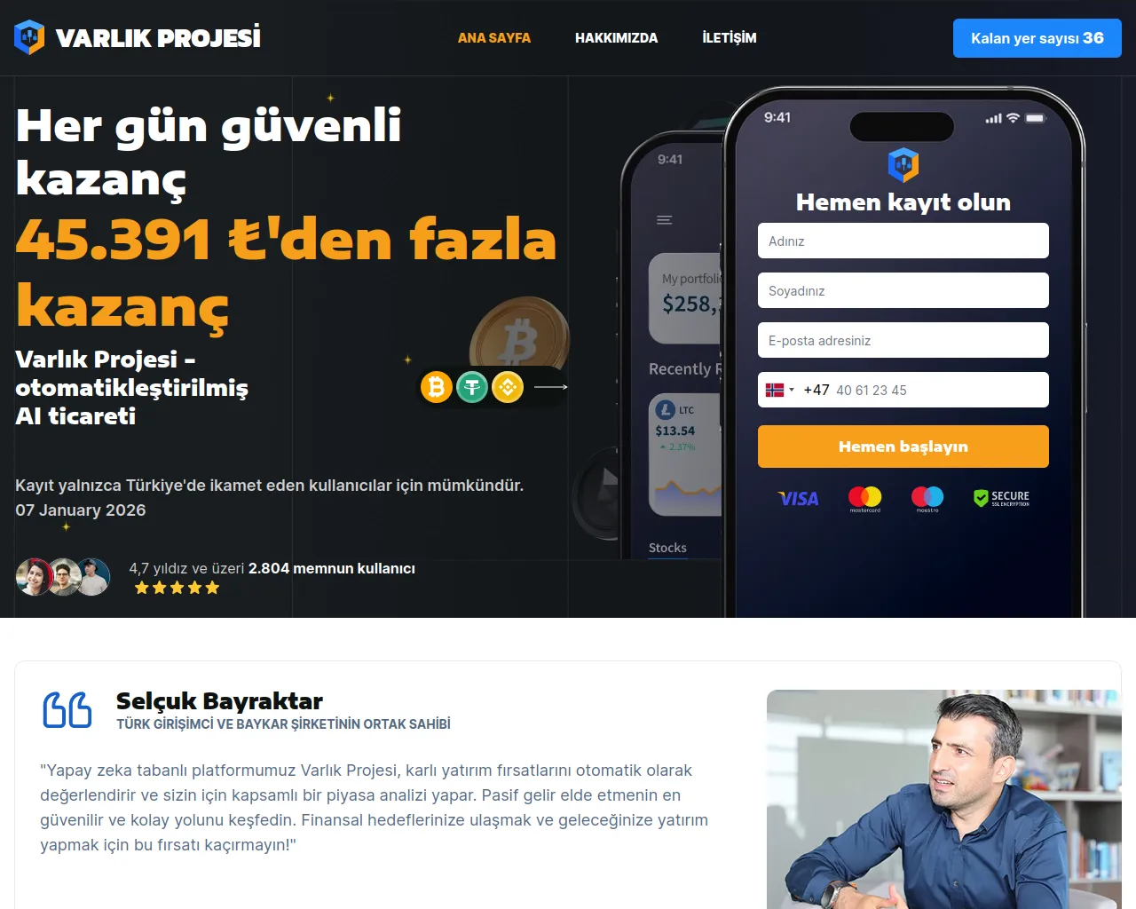 Screenshot of varlikprojesi.com
