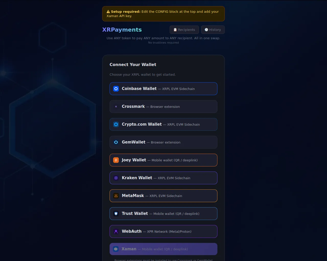 Screenshot of xrpayments.pages.dev