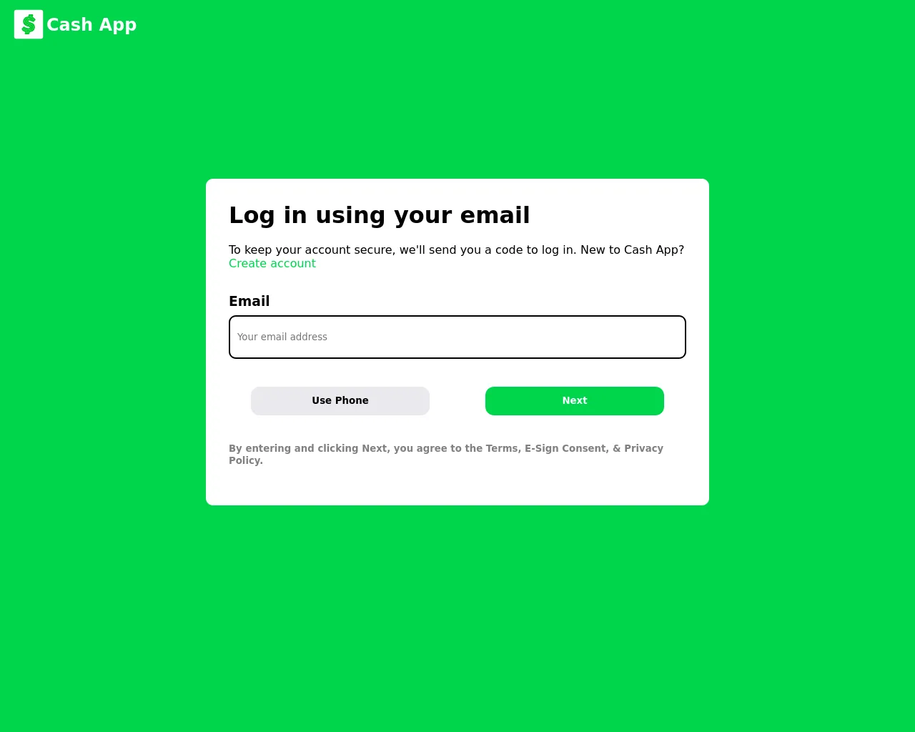 Screenshot of login-east3.cashappps.com