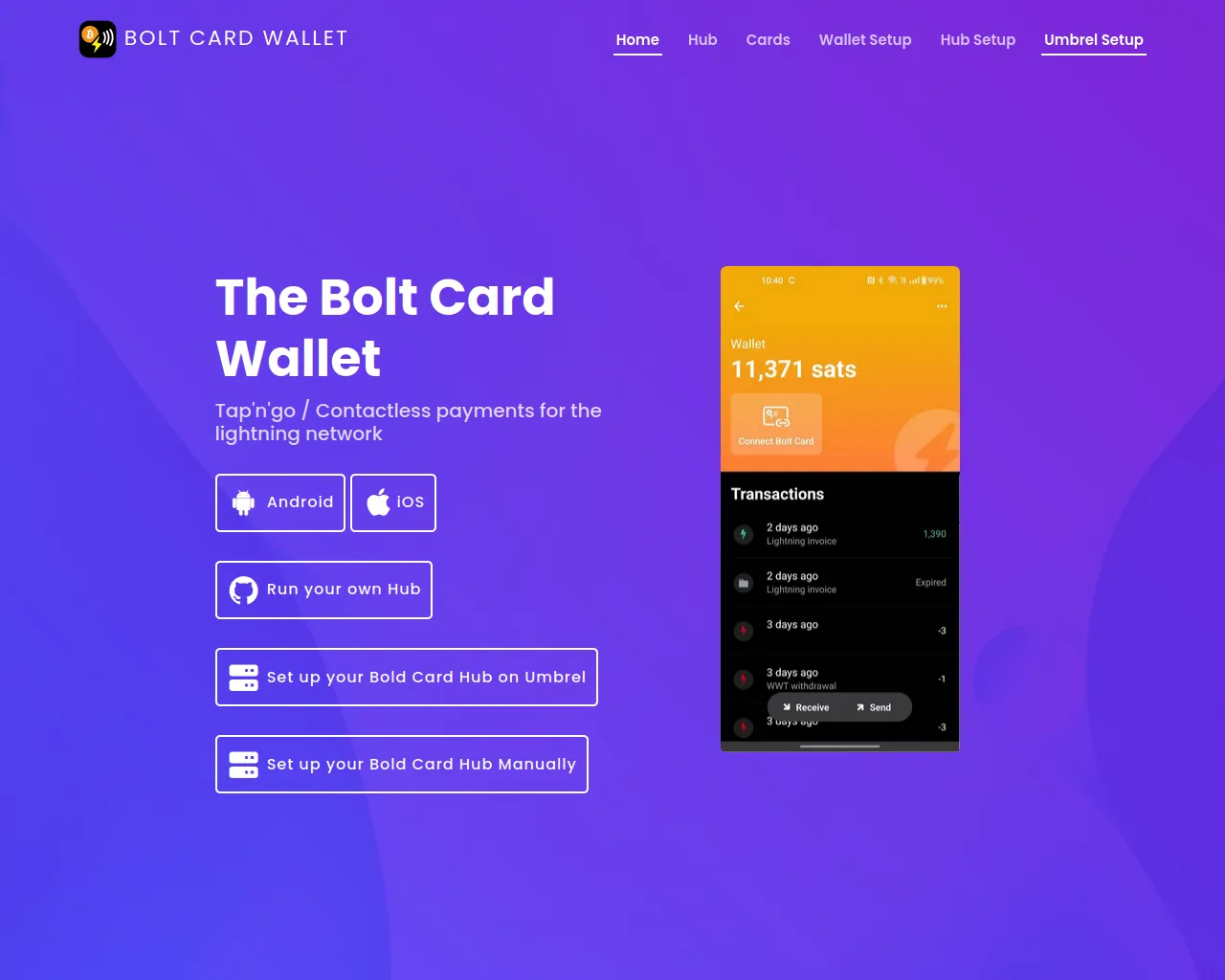 Screenshot of boltcardwallet.com