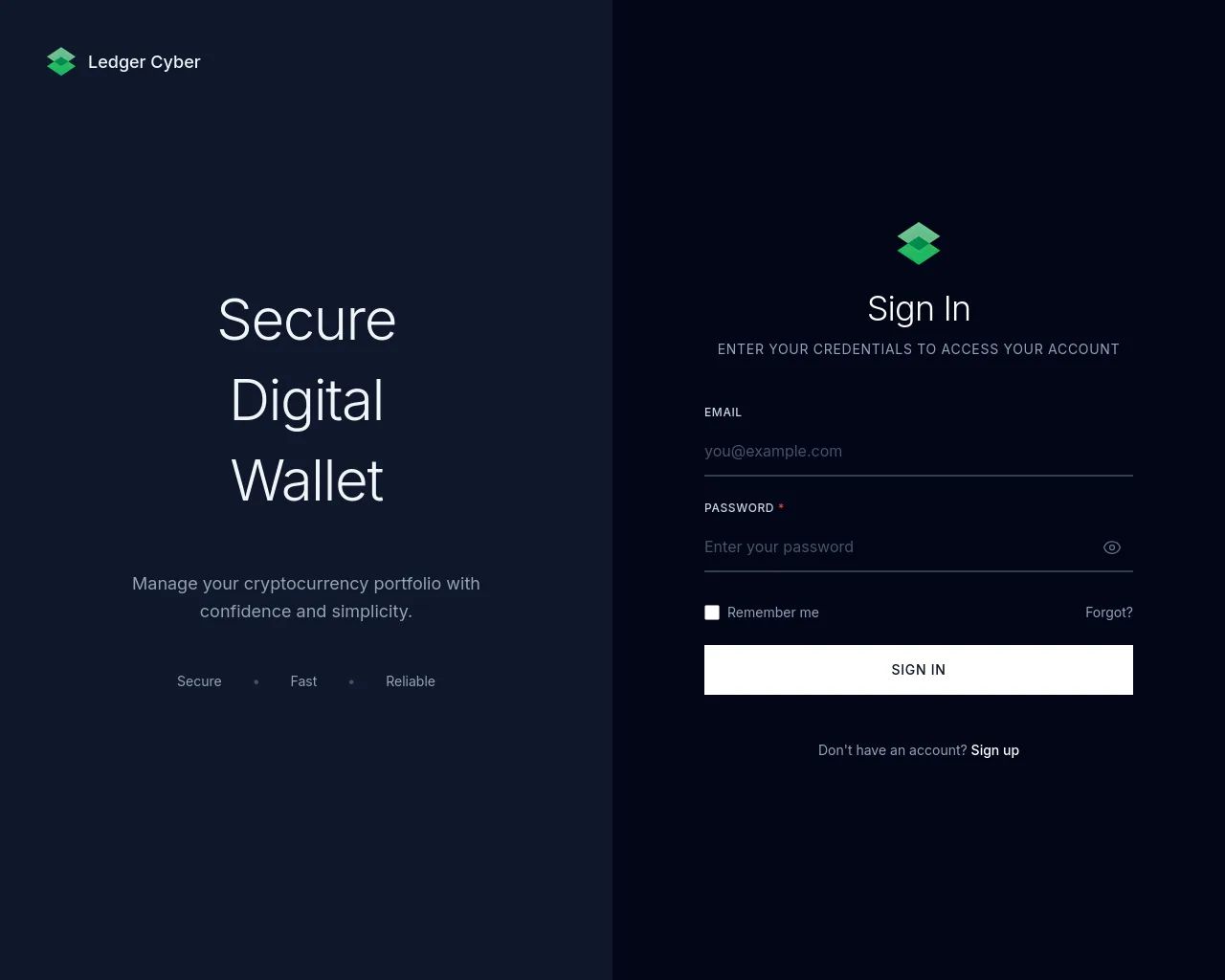 Screenshot of secure.ledgercyber.net