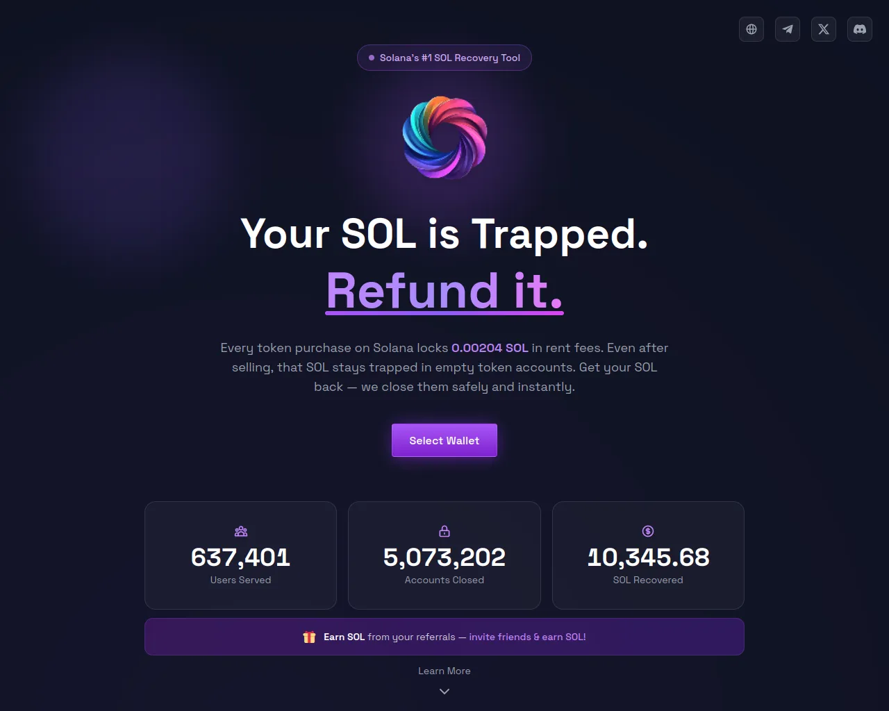 Screenshot of refund-solana.xyz