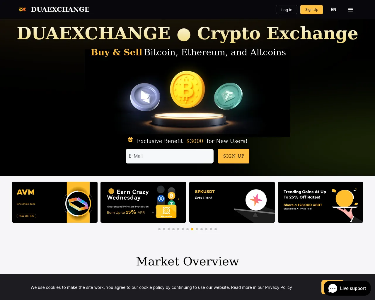 Screenshot of duaexchange.com