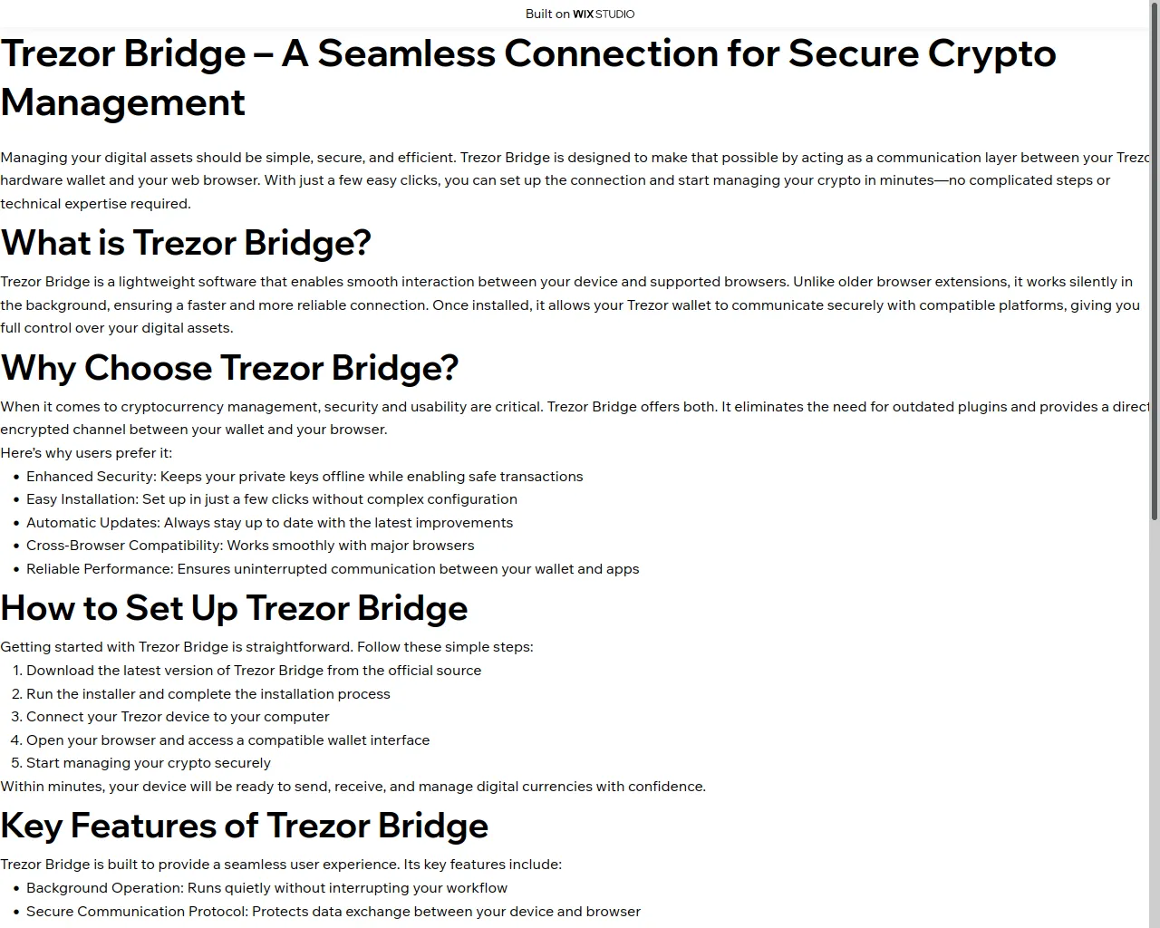 Screenshot of bridge-pages.wixstudio.com
