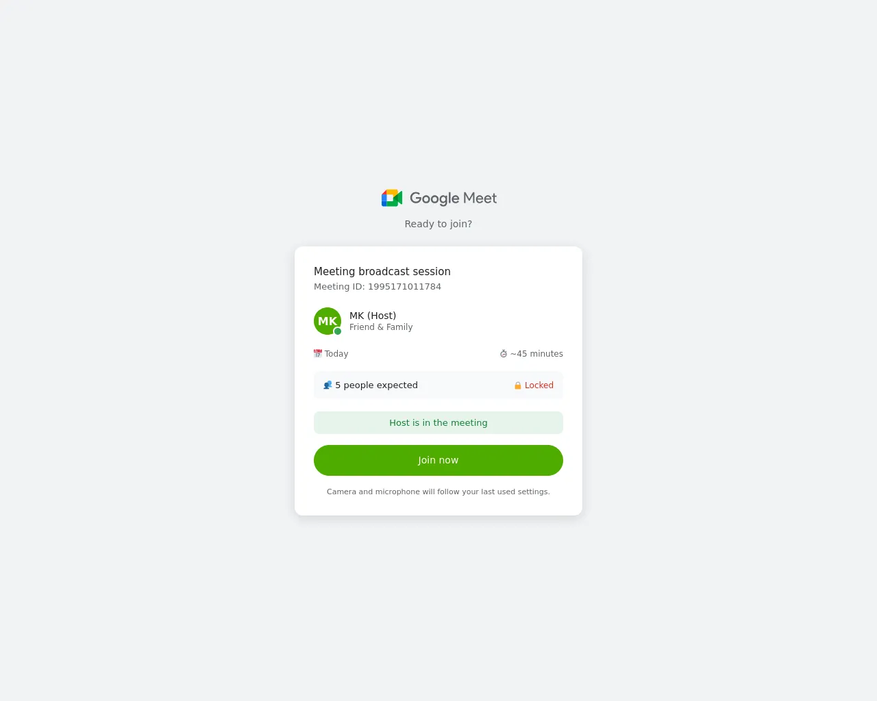 Screenshot of gmeetinspace.com