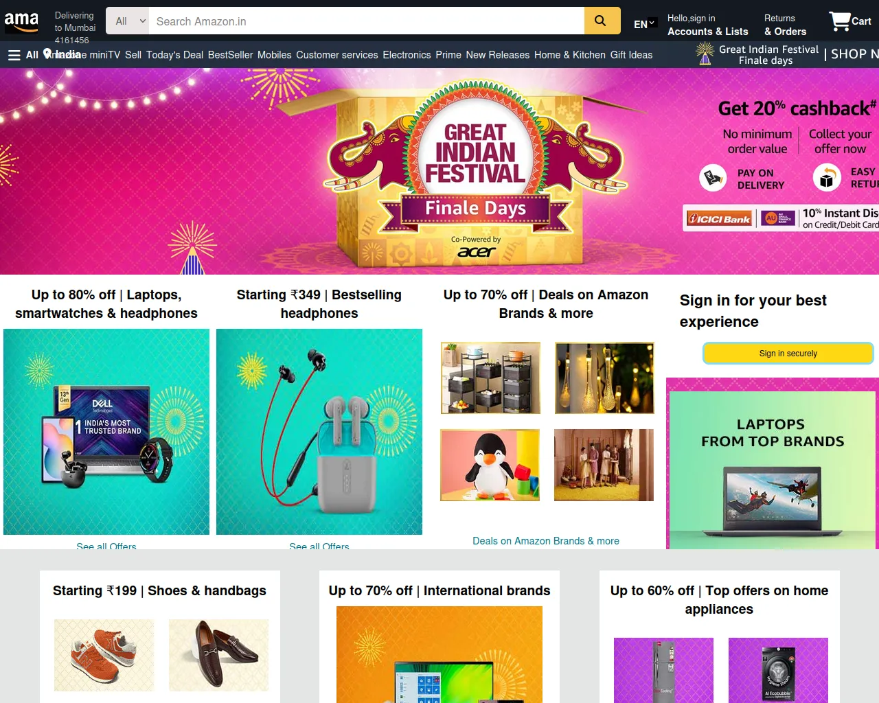 Screenshot of amazoneclonevaibhavd.netlify.app