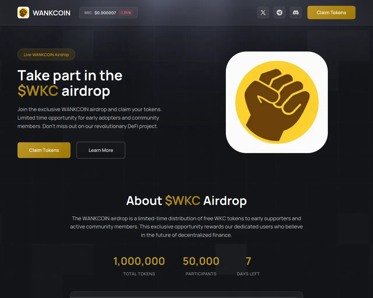 Screenshot of register-wankcoin.fun
