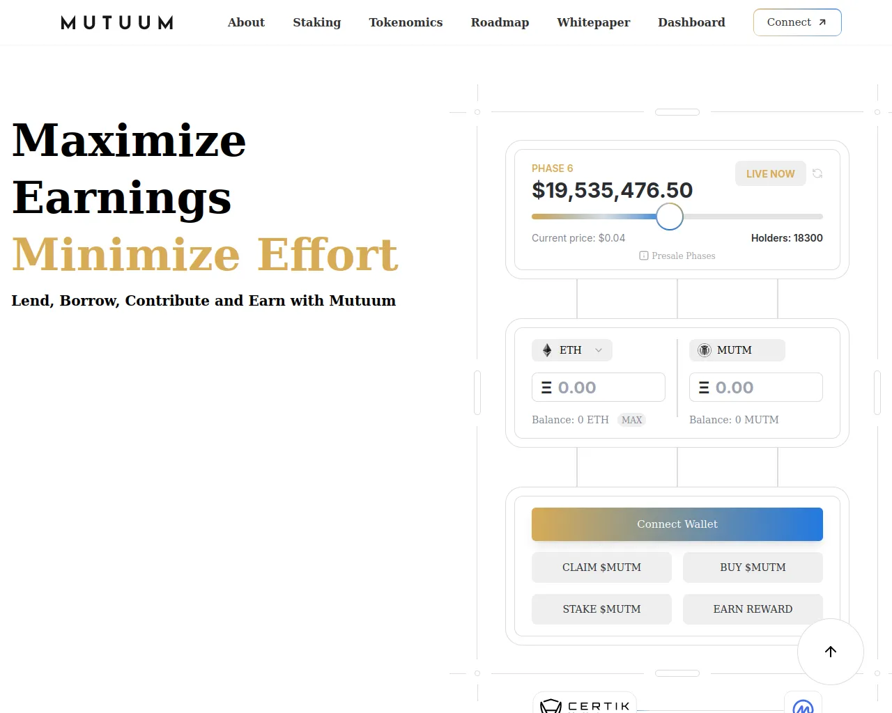 Screenshot of mutuumstake.sbs