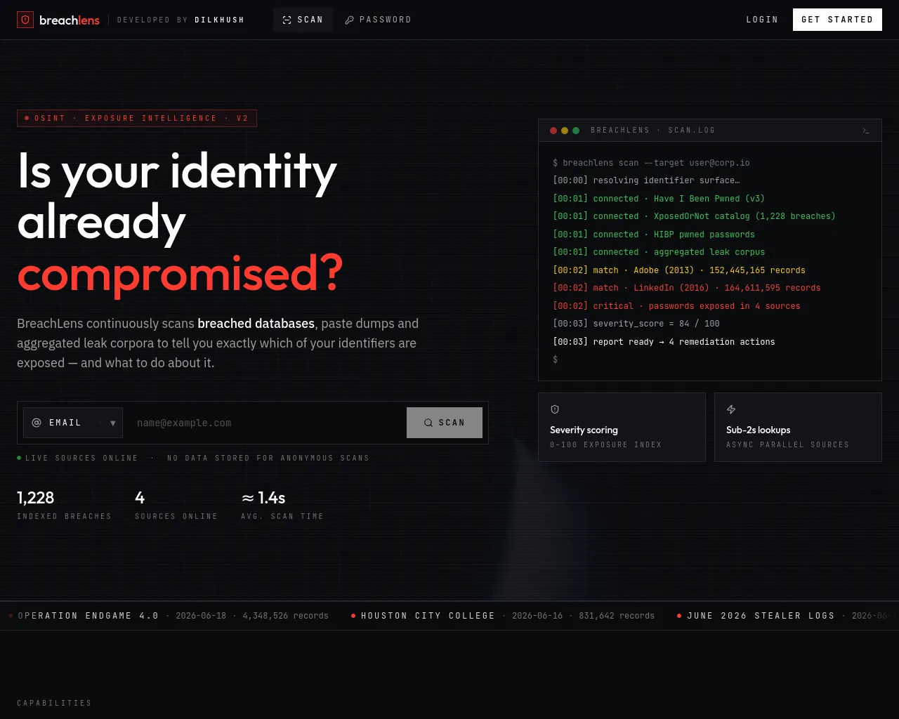 Screenshot of mybreachlens.com