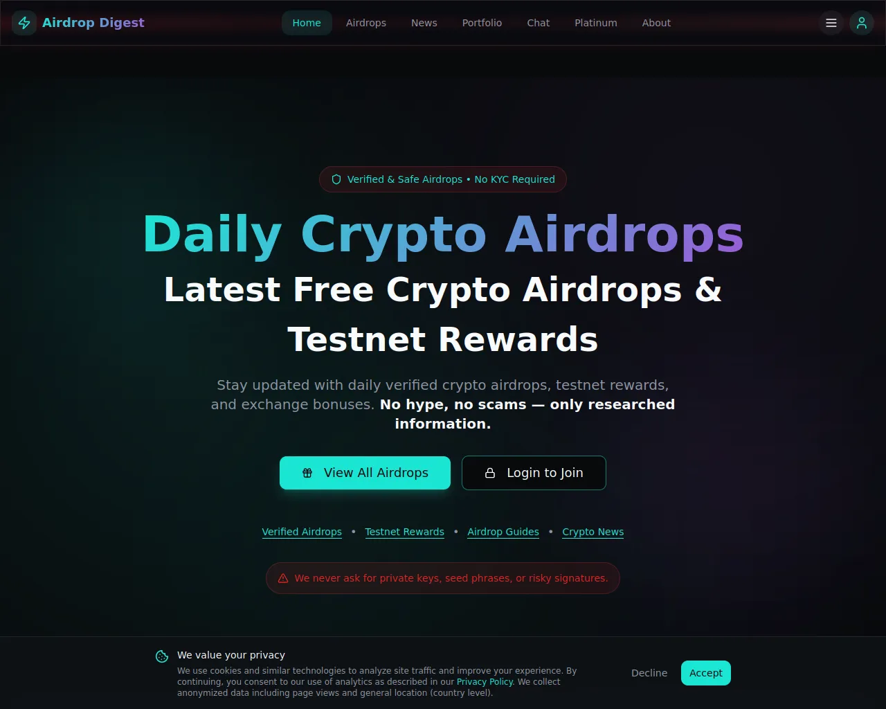 Screenshot of airdropdigestdaily.cfd