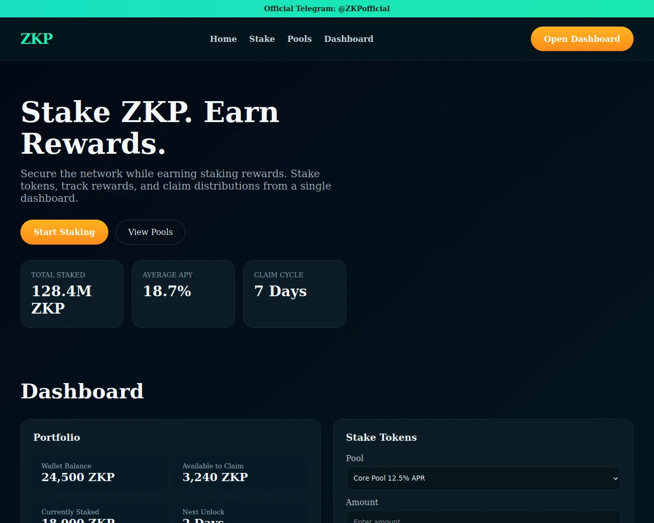 Screenshot of zkpstake.info