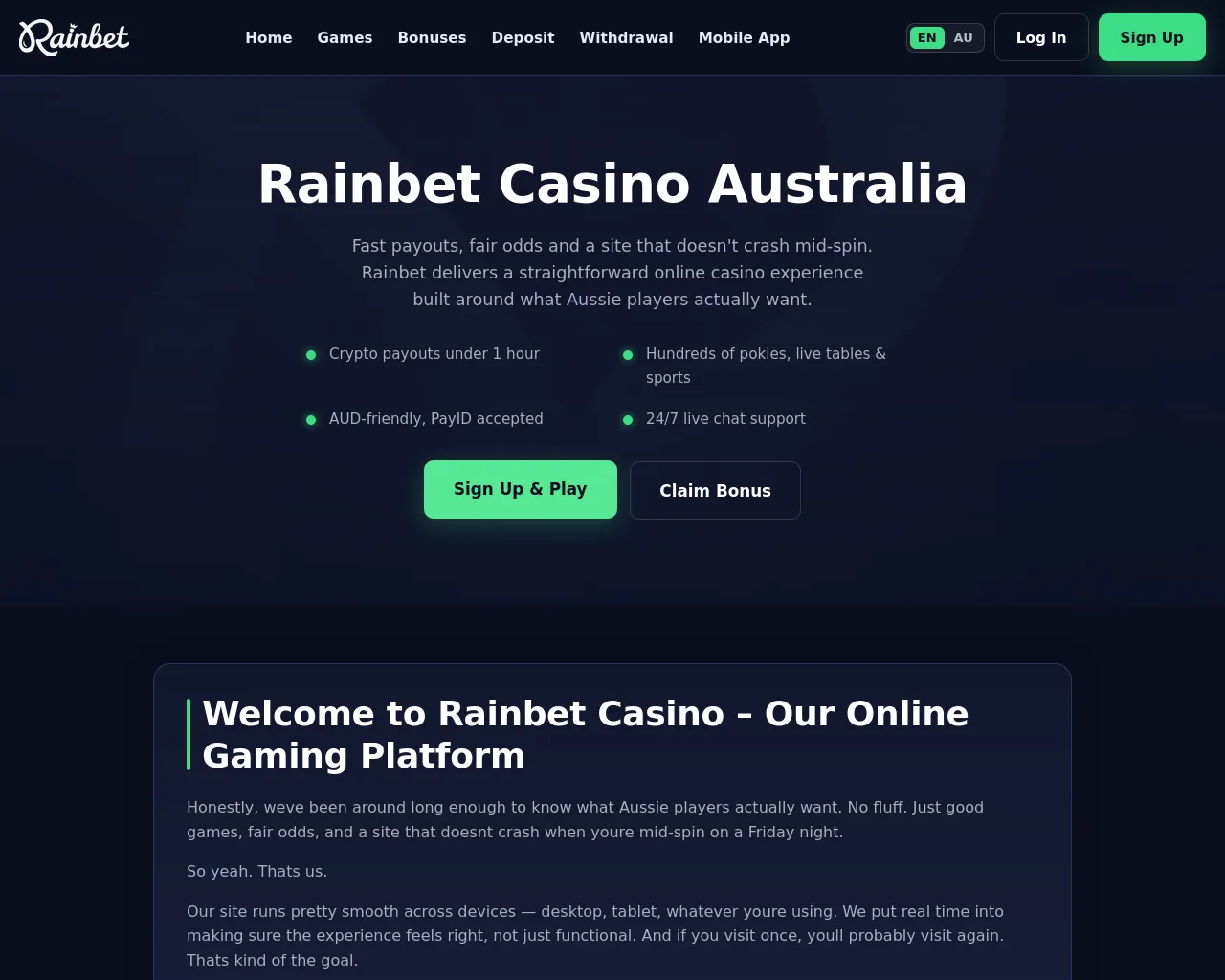 Screenshot of aus-rainbet.com
