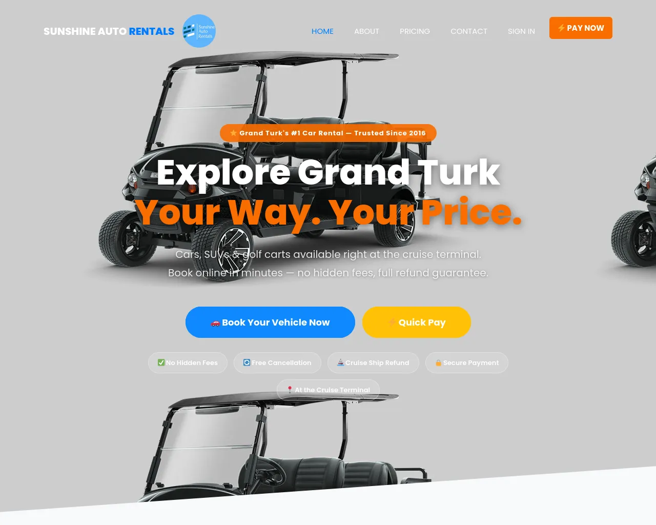 Screenshot of pjcarrental.com