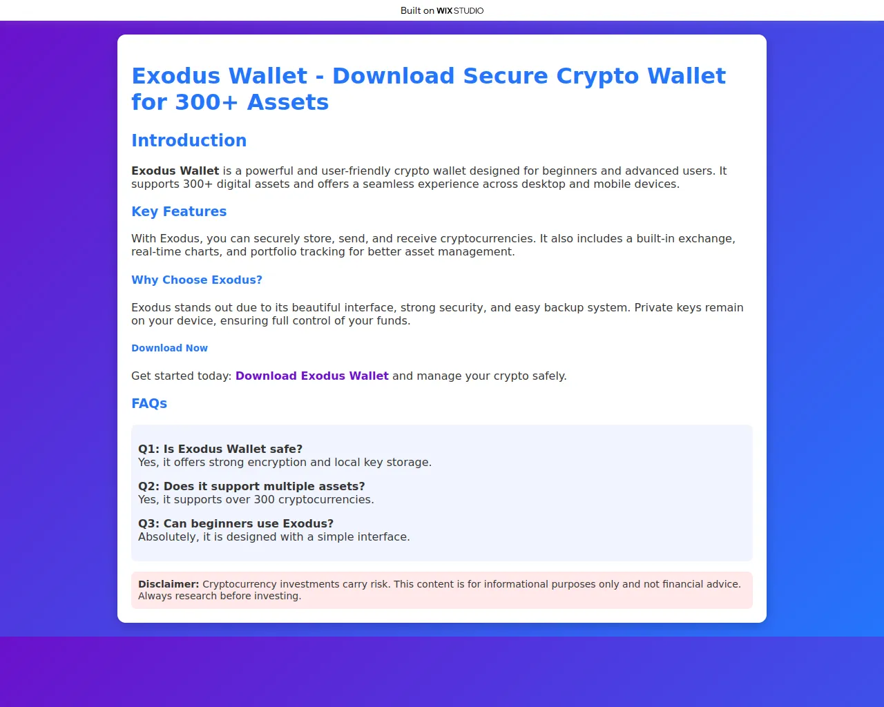 Screenshot of exxdous-apps.wixstudio.com