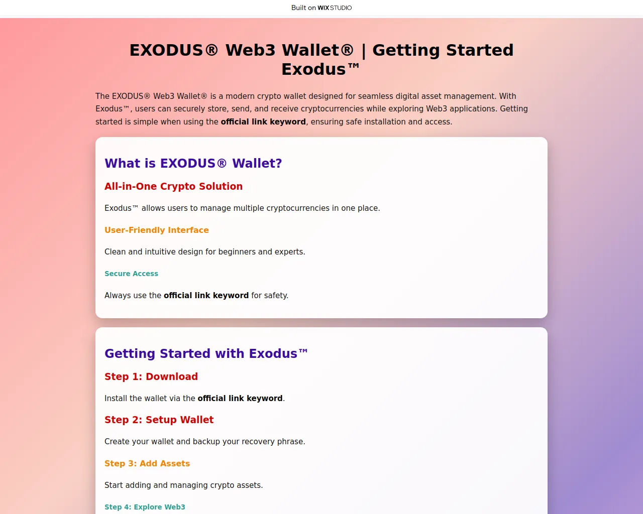 Screenshot of exodos-explore.wixstudio.com