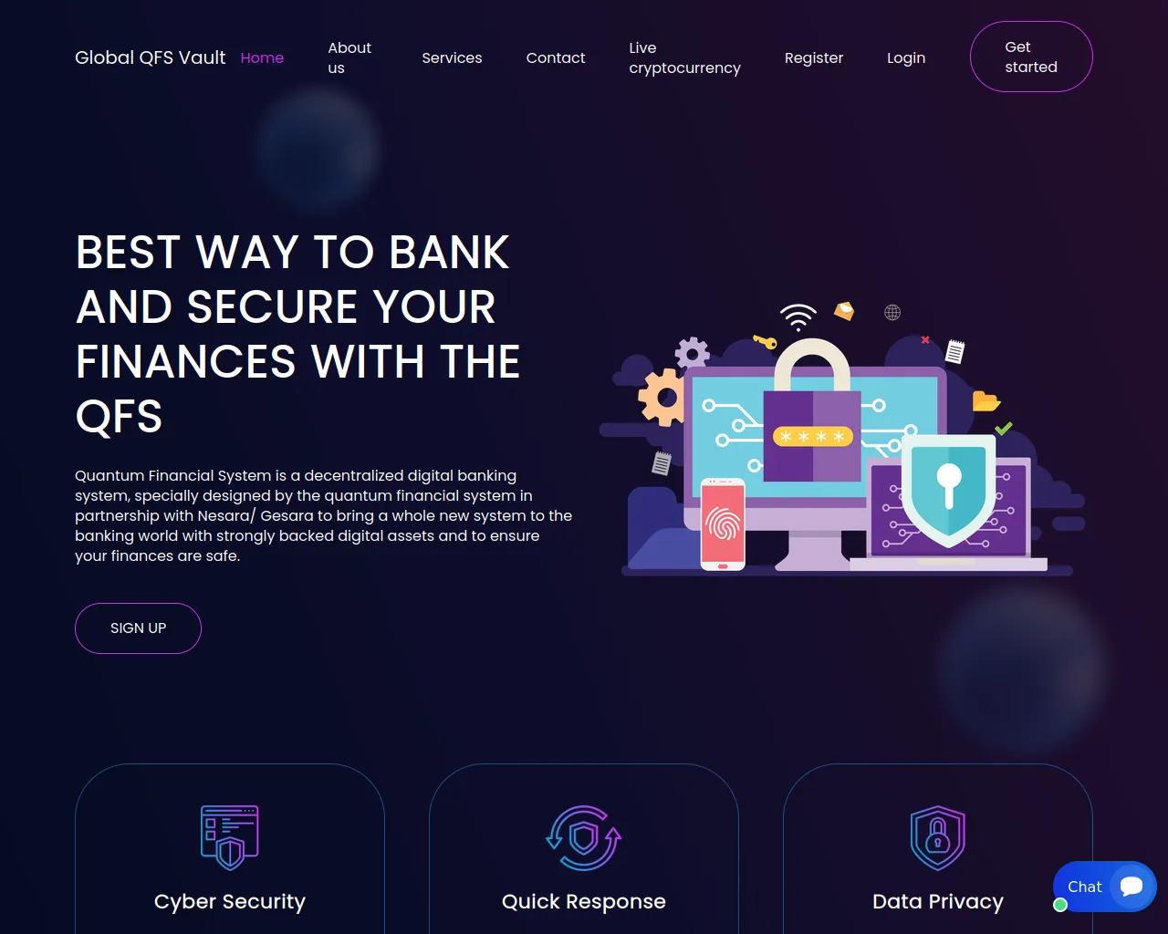 Screenshot of globalqfsvault.com