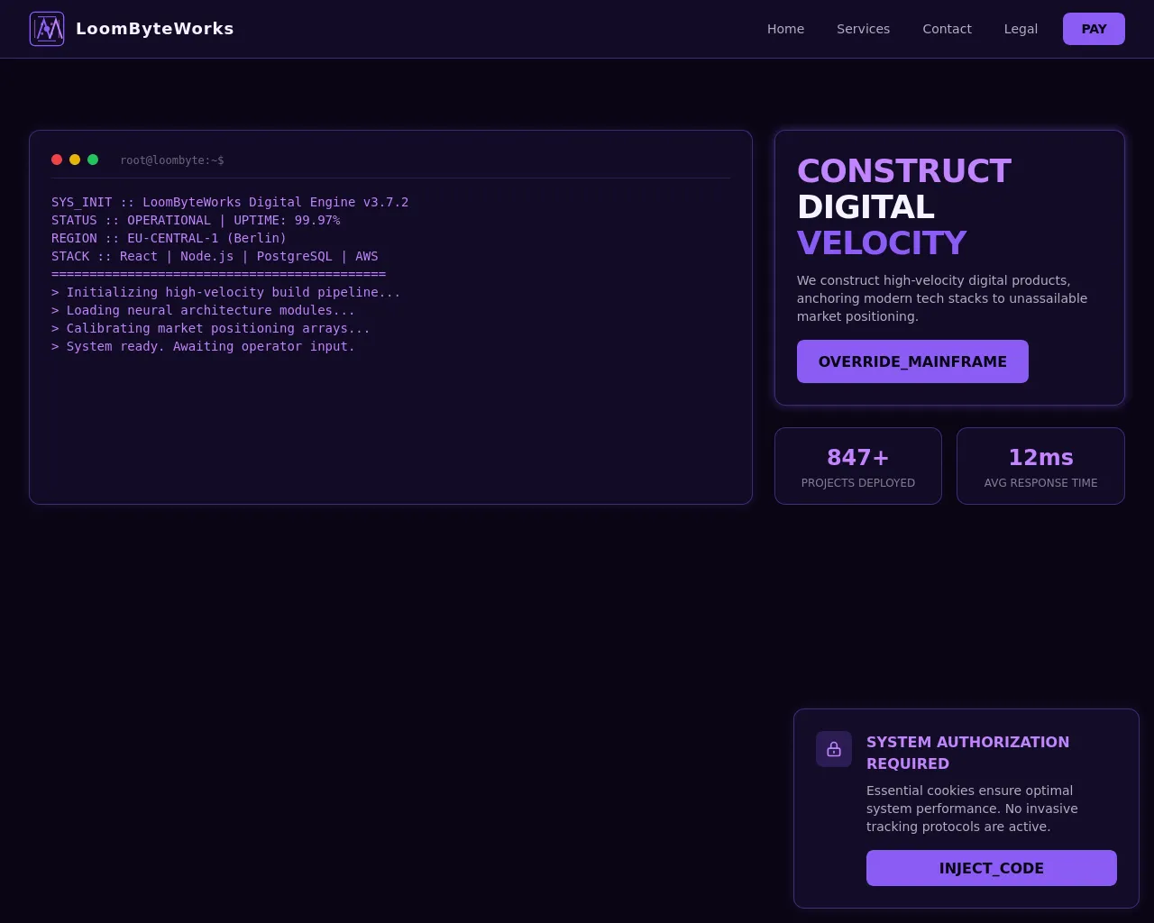 Screenshot of loombyteworks.com