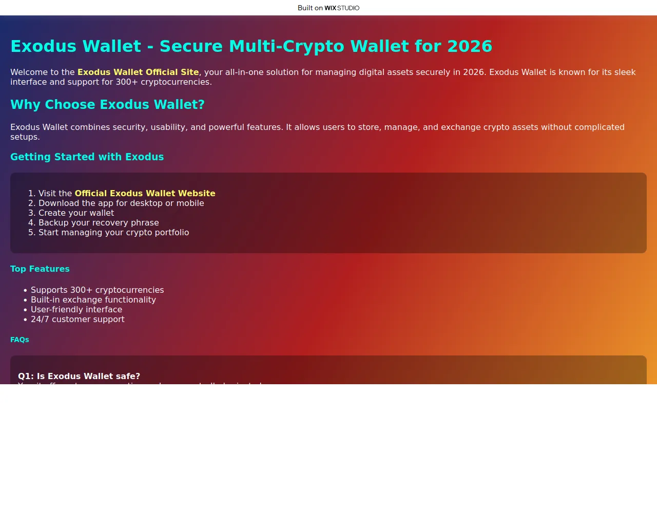 Screenshot of exodwlet.wixstudio.com