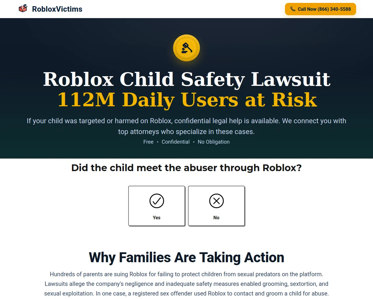 Screenshot of act.robloxvictims.com