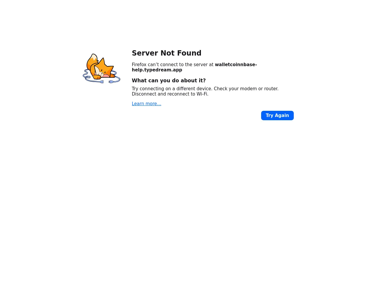 Screenshot of walletcoinnbase-help.typedream.app