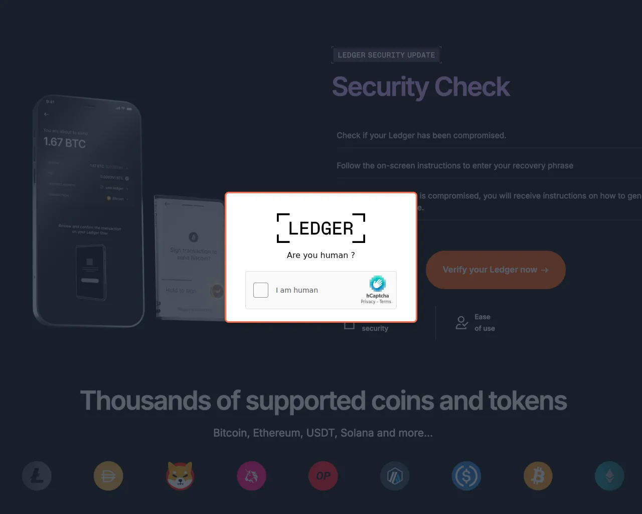 Screenshot of ledger-support-portal.com