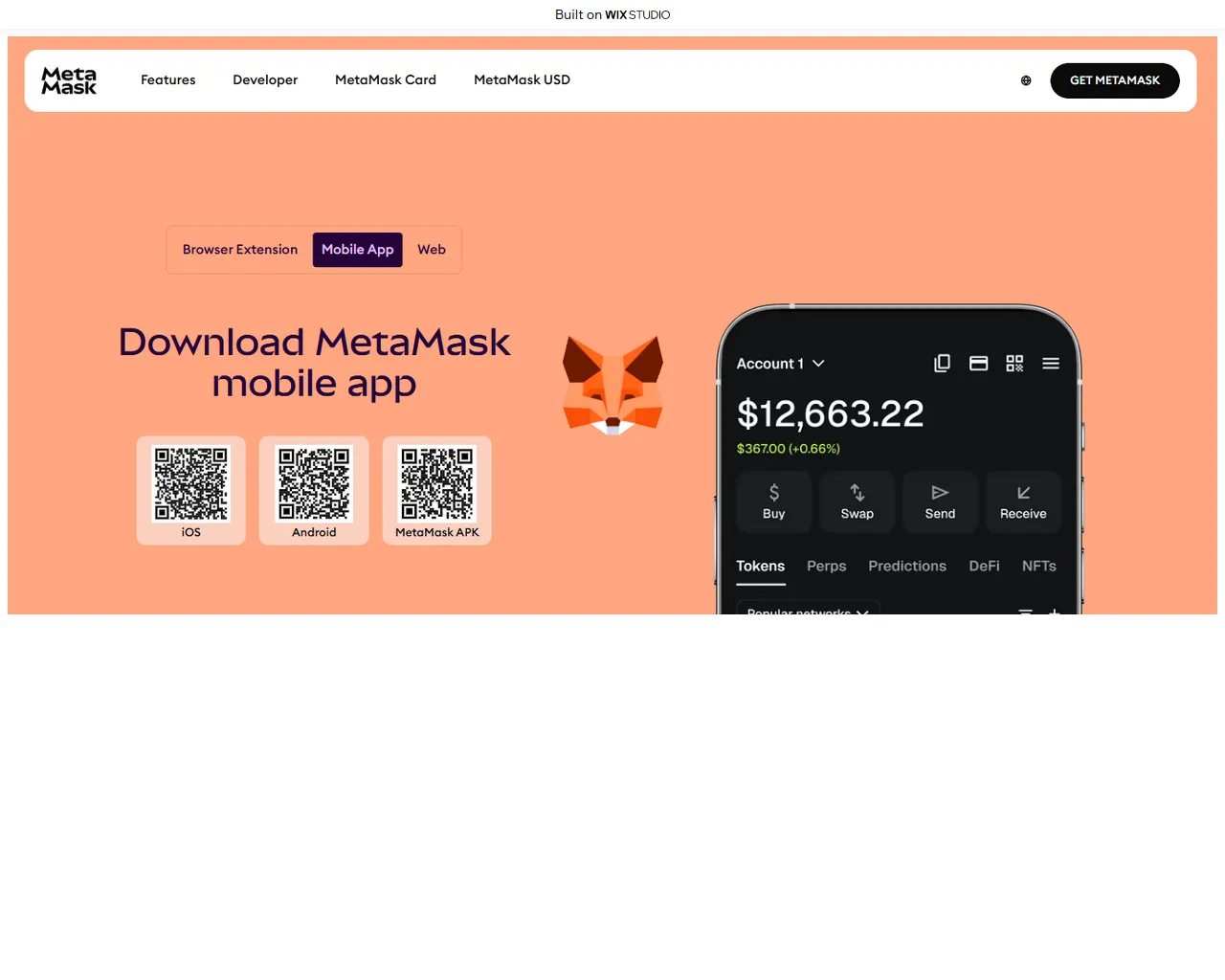 Screenshot of meta-mask-io.wixstudio.com