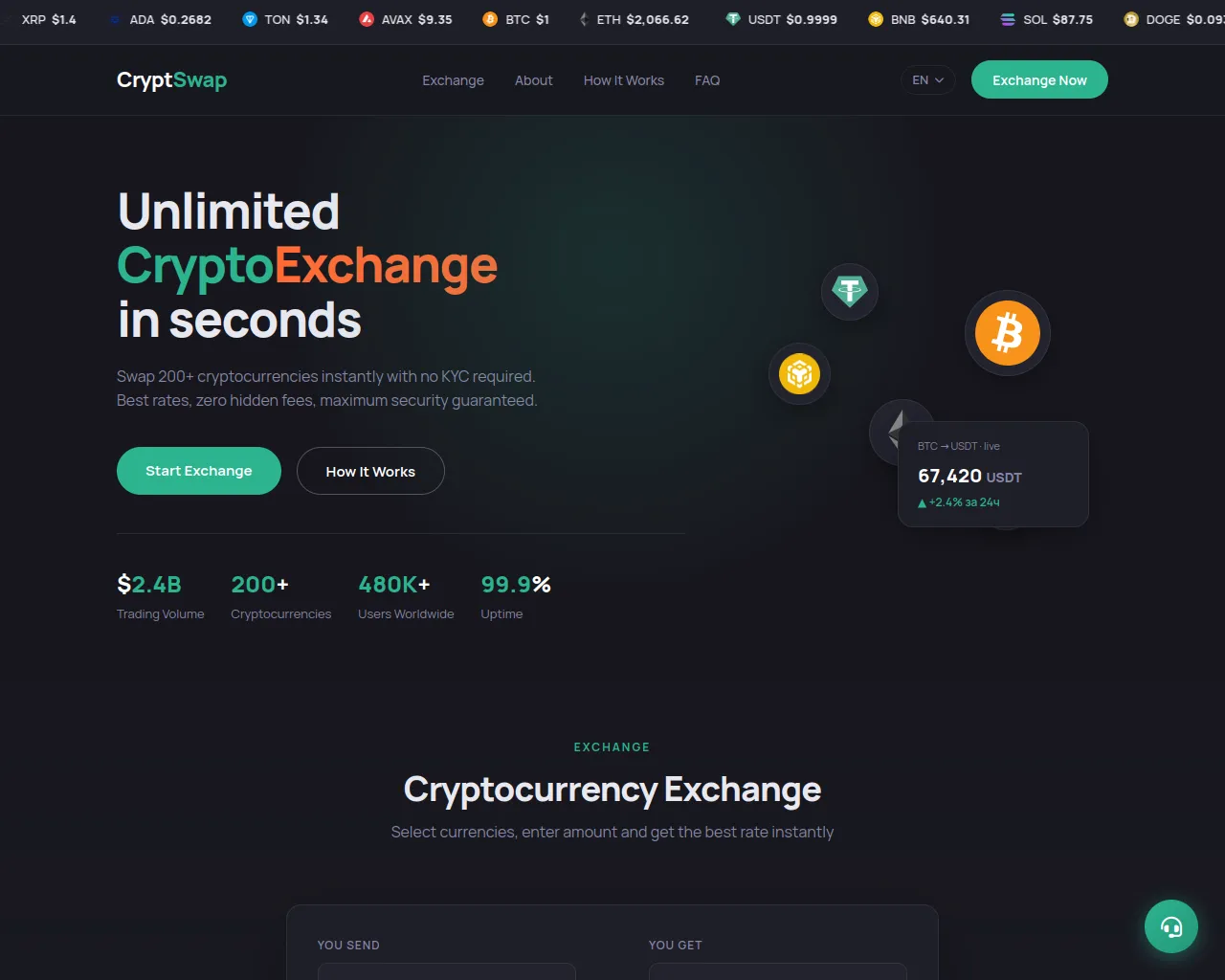 Screenshot of crypto-swap.live