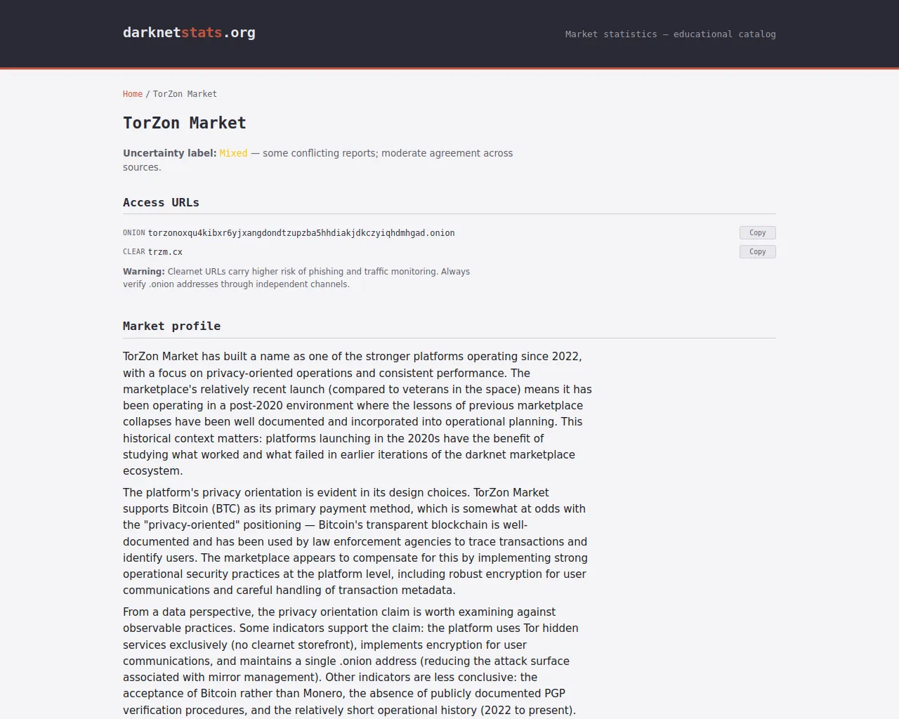 Screenshot of darknetstats.org