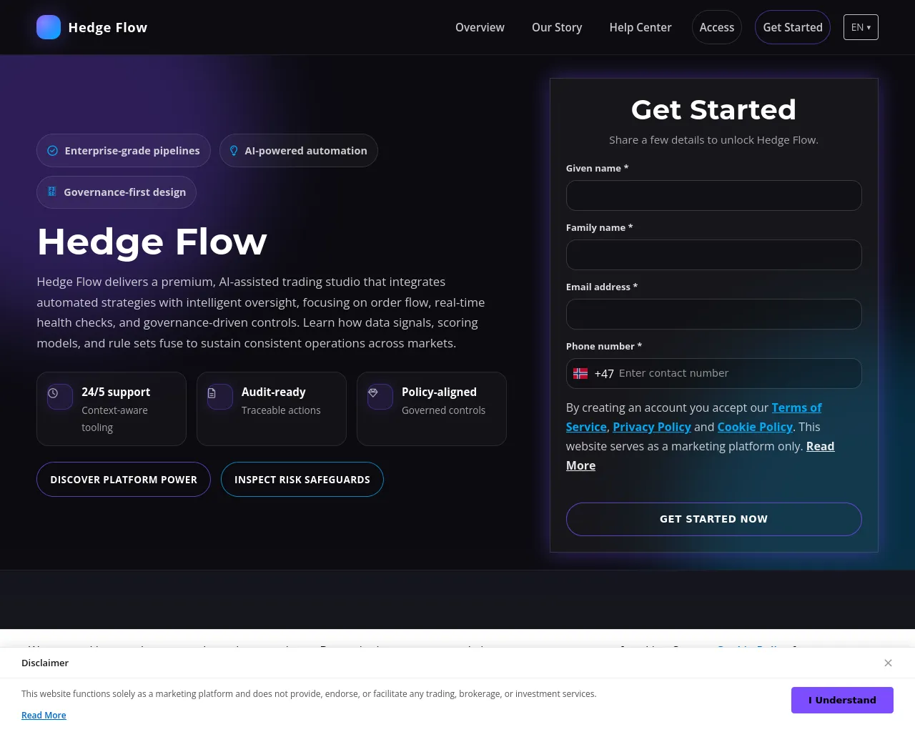 Screenshot of hedgeflow.digital