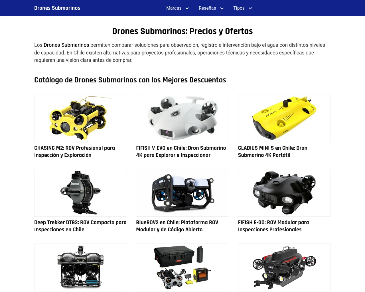 Screenshot of dronessubmarinos.cl