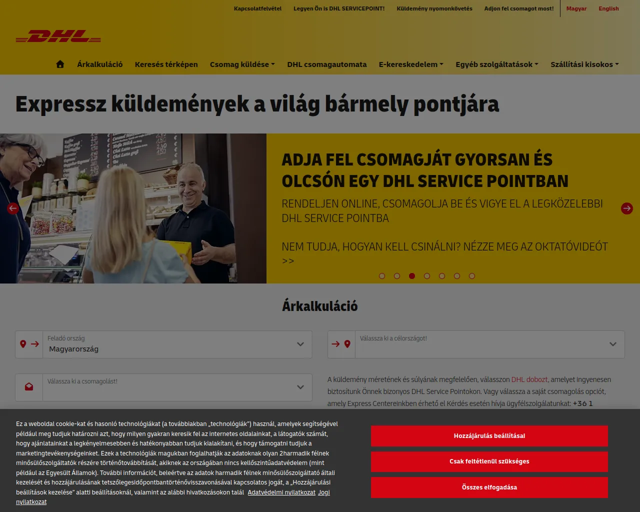 Screenshot of dhlexpress.hu