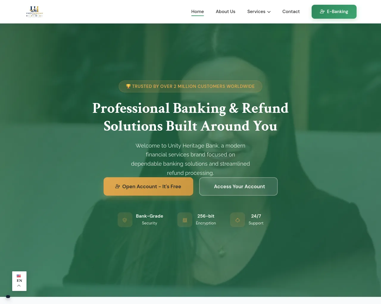 Screenshot of unityheritagebank.com