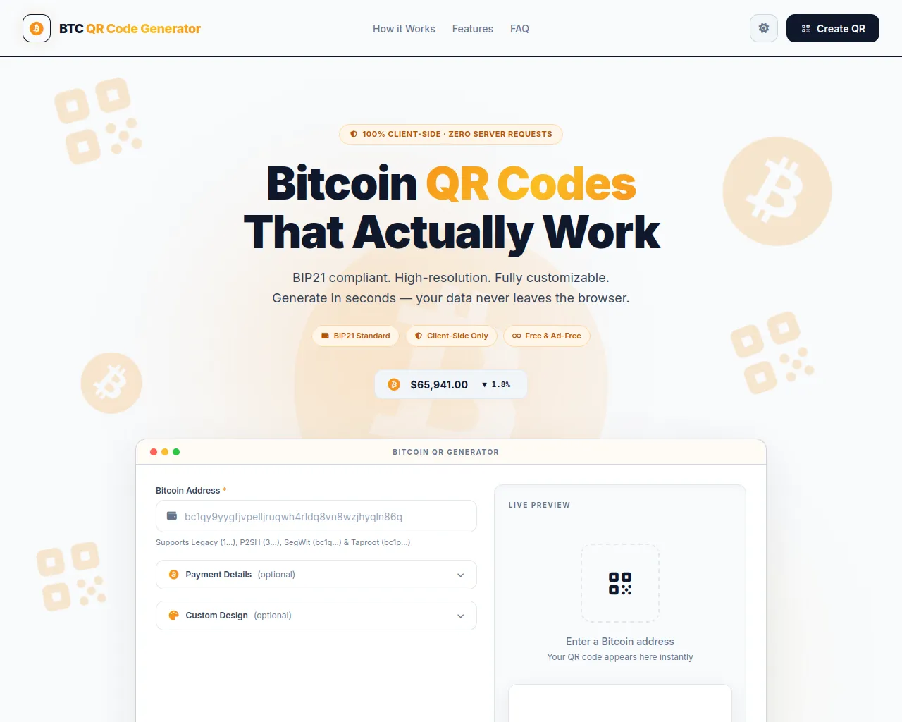 Screenshot of btc-qrcode-generator.com