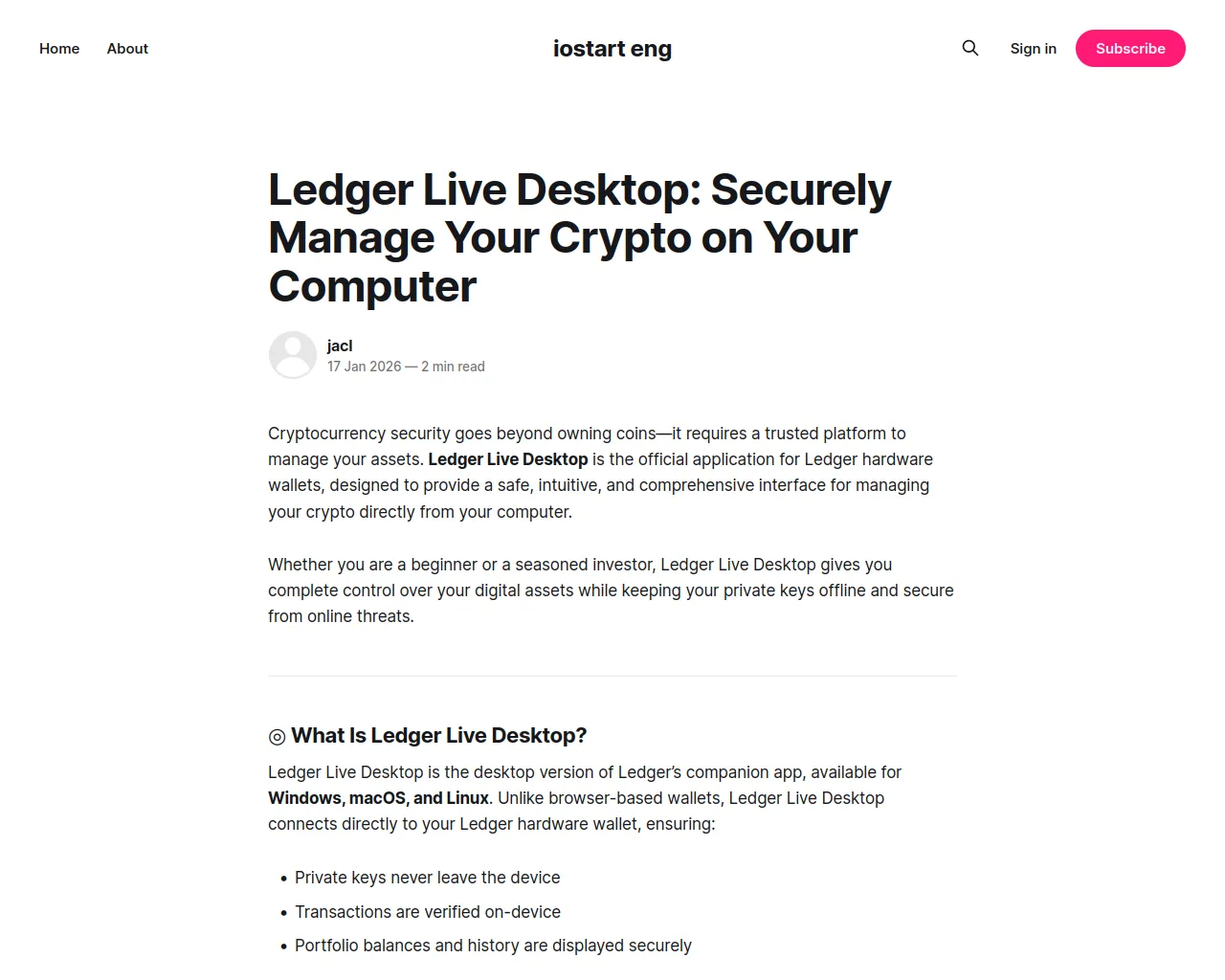 Screenshot of iostart-eng.ghost.io