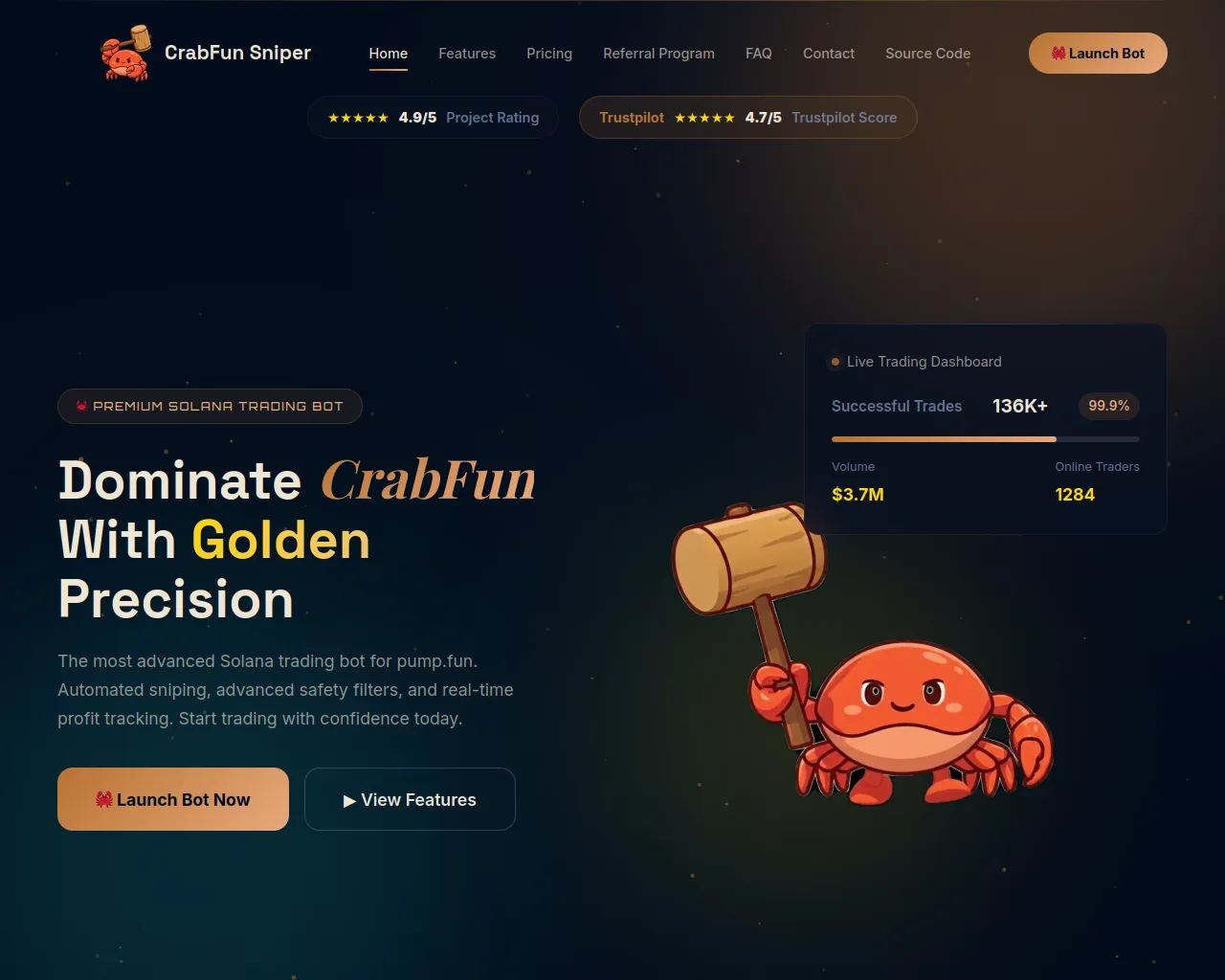 Screenshot of crabtradings.xyz