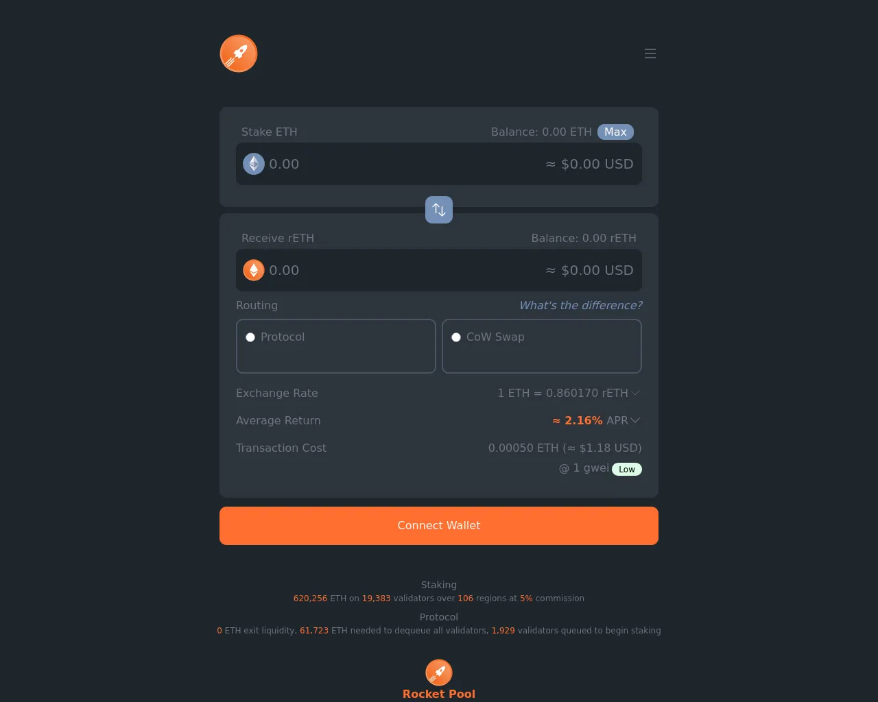 Screenshot of rocketpoolstake.net