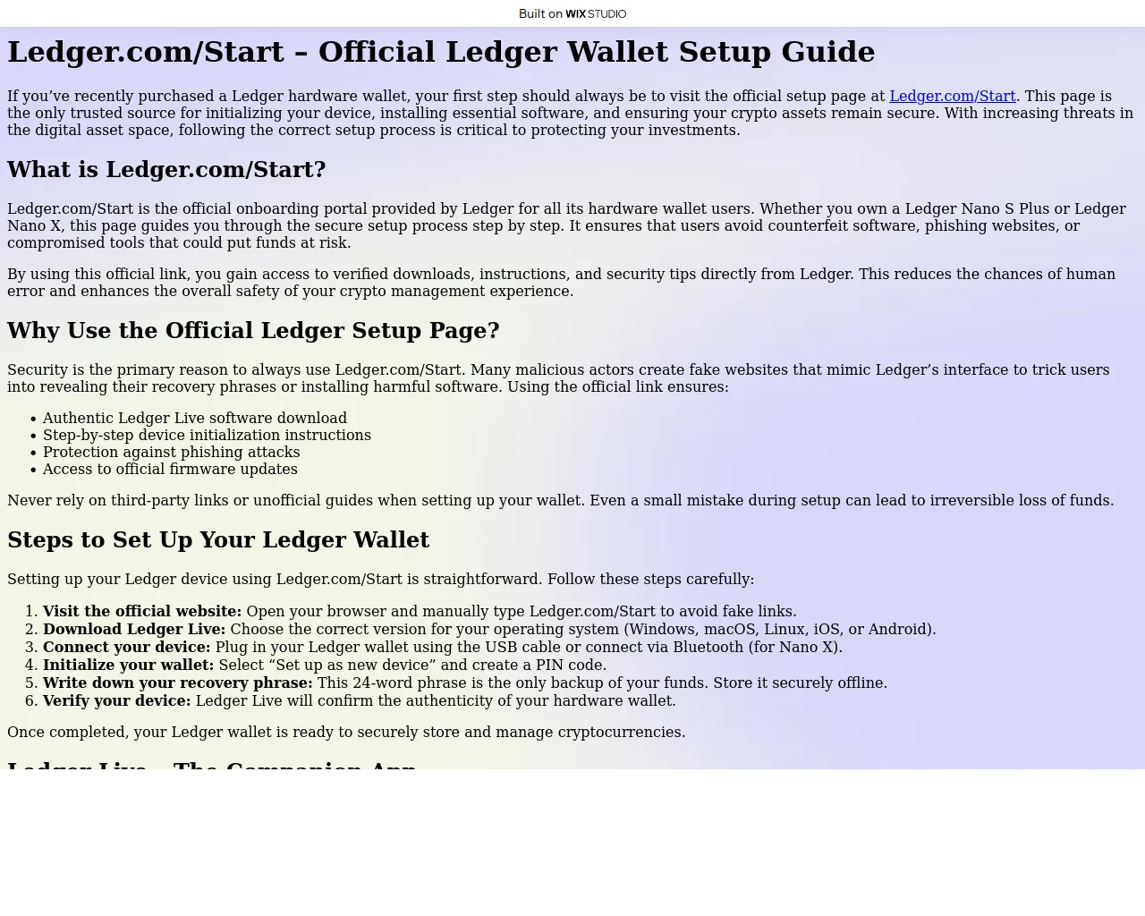 Screenshot of startledgorcm.wixstudio.com
