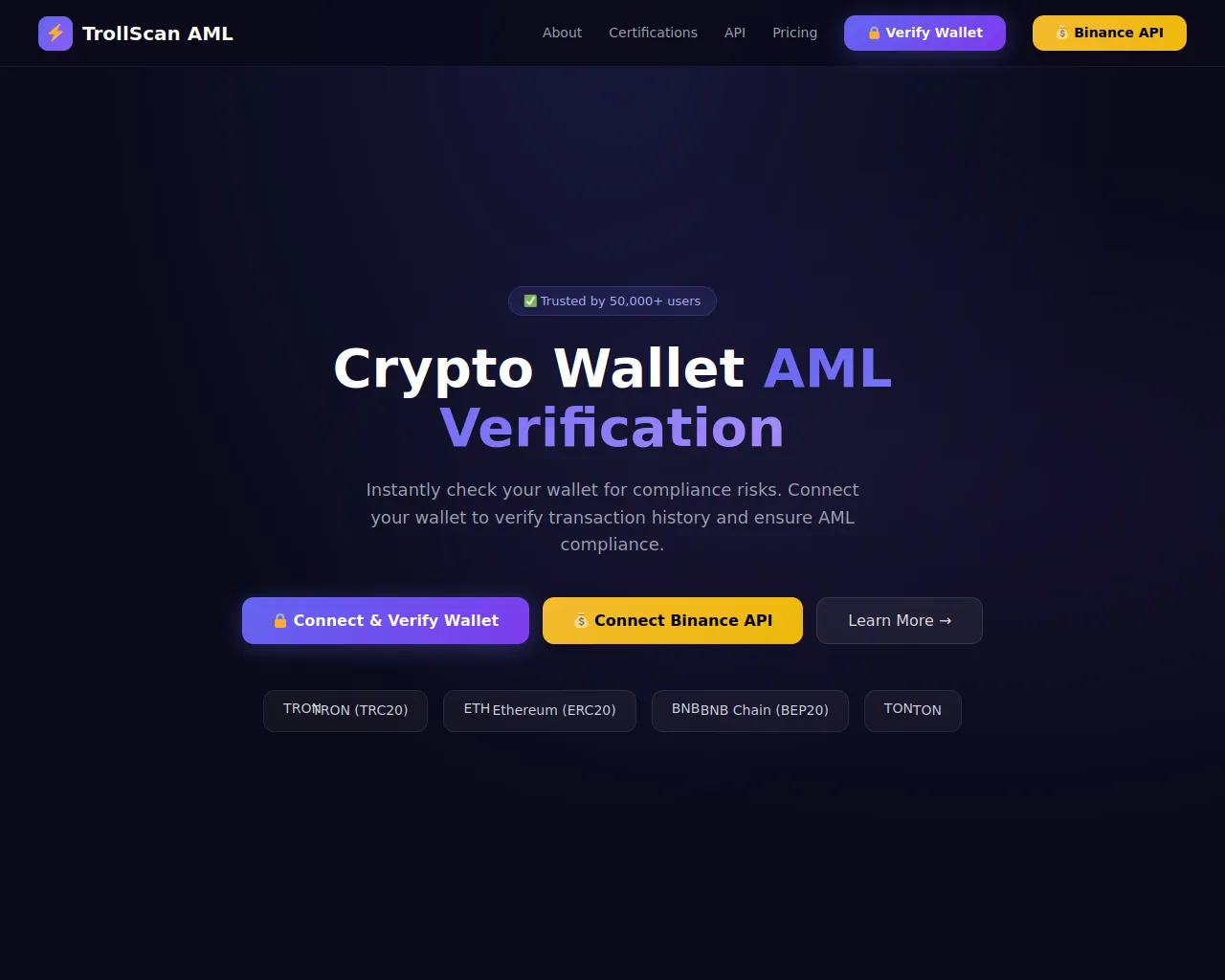 Screenshot of trollscan-aml.com