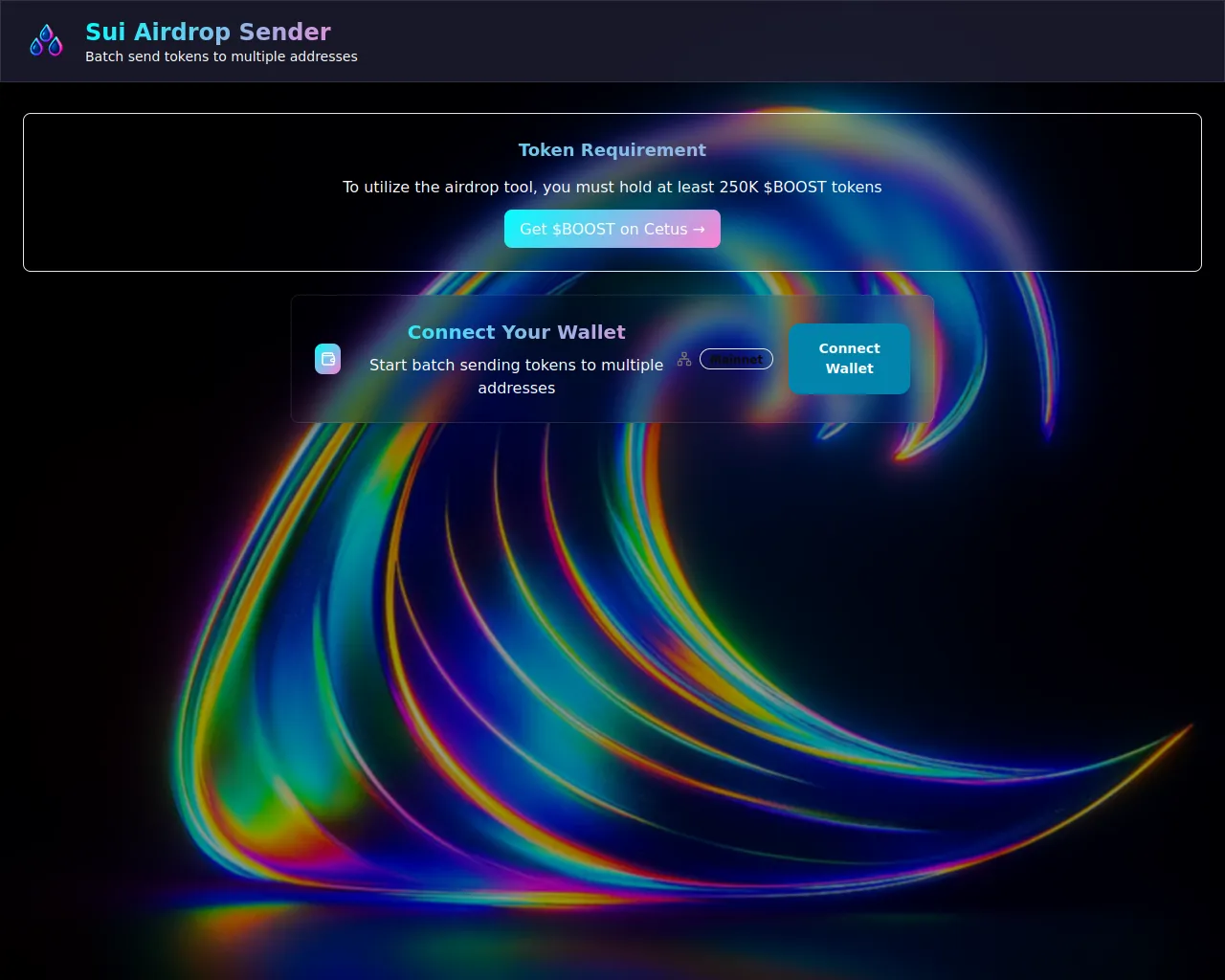 Screenshot of airdrops.suiboosterdao.com
