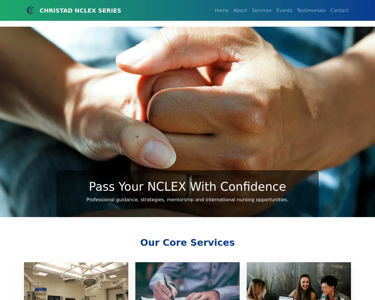 Screenshot of christadnclexseries.com