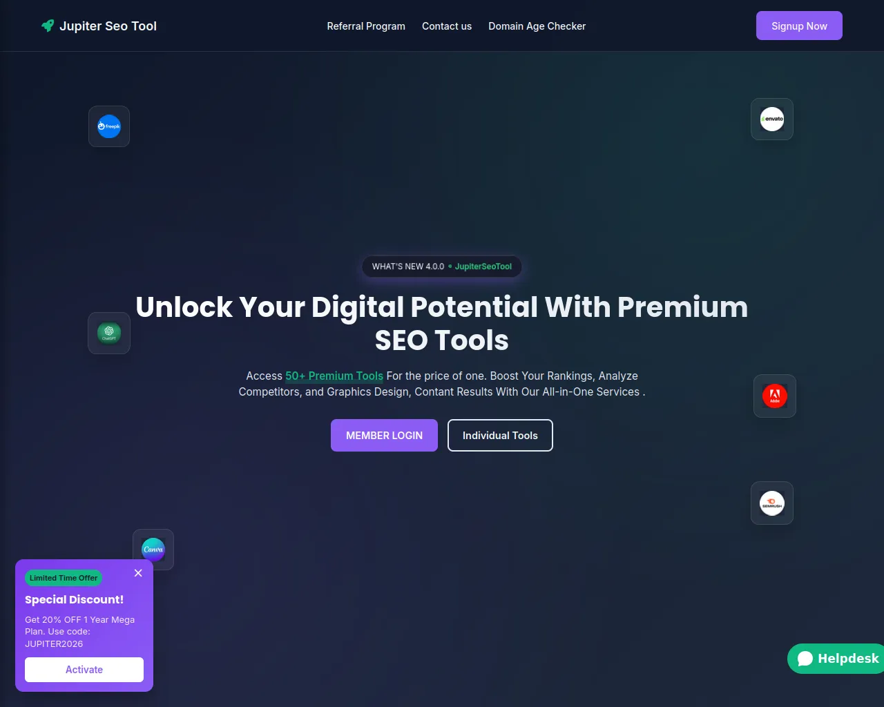Screenshot of jupiterseotool.com