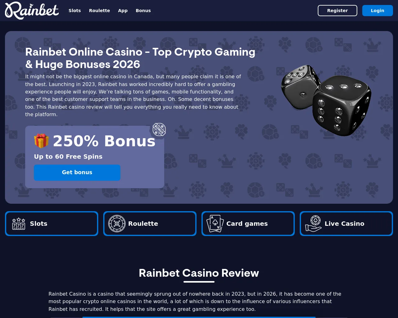 Screenshot of rainbetcasino.ink