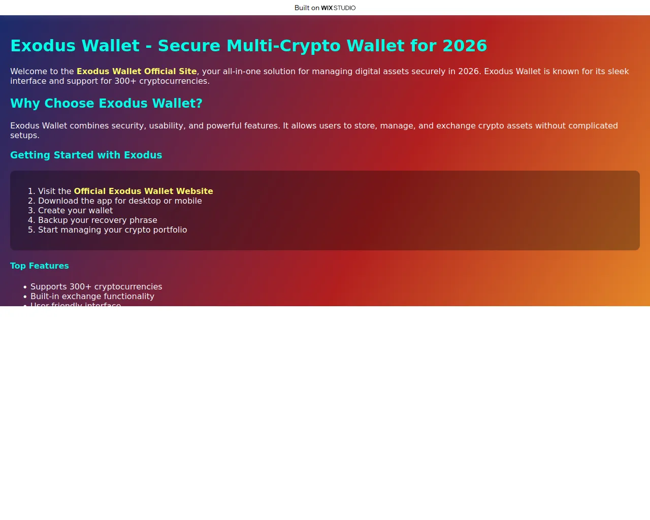 Screenshot of exodwleet.wixstudio.com