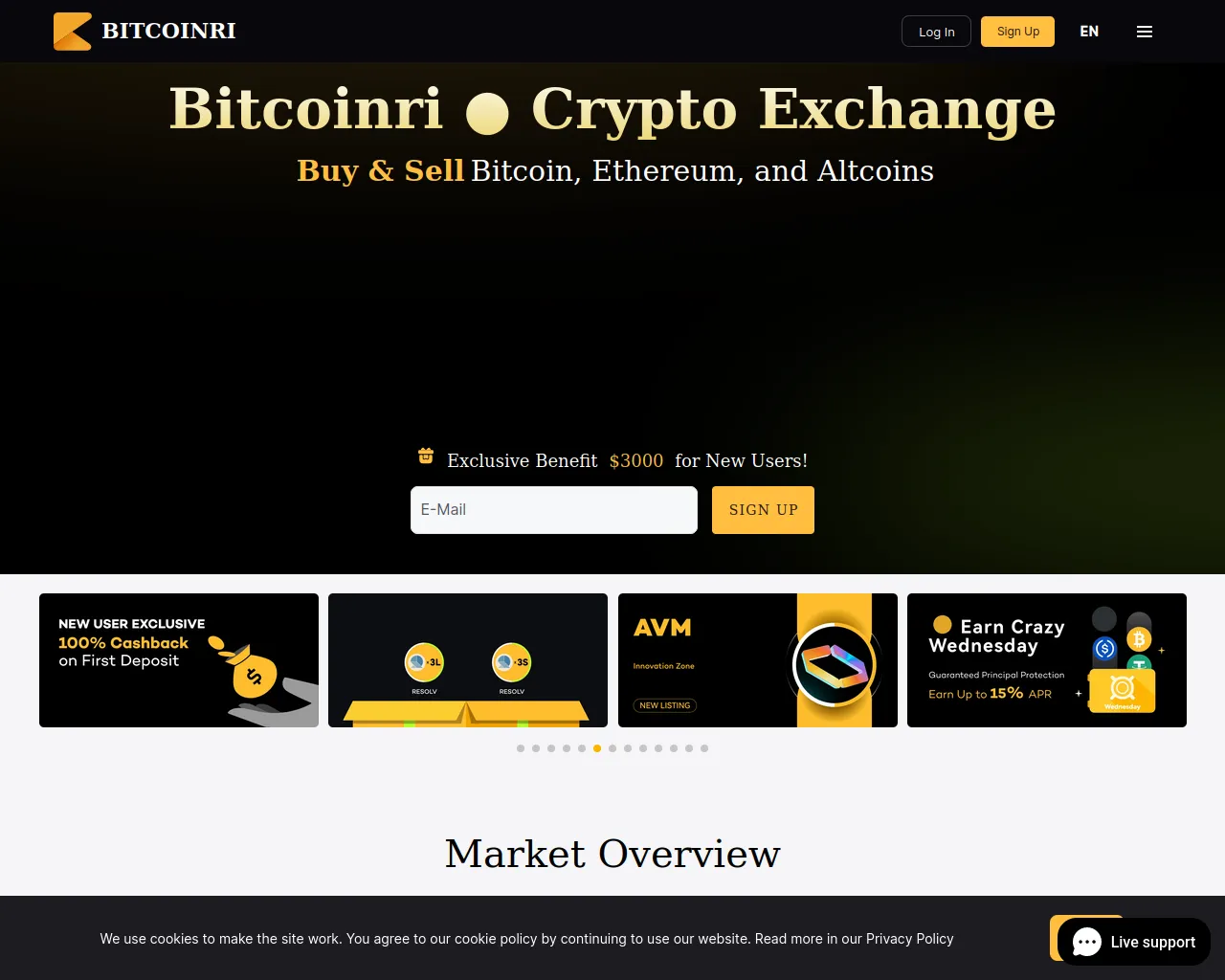 Screenshot of bitcoinri.com