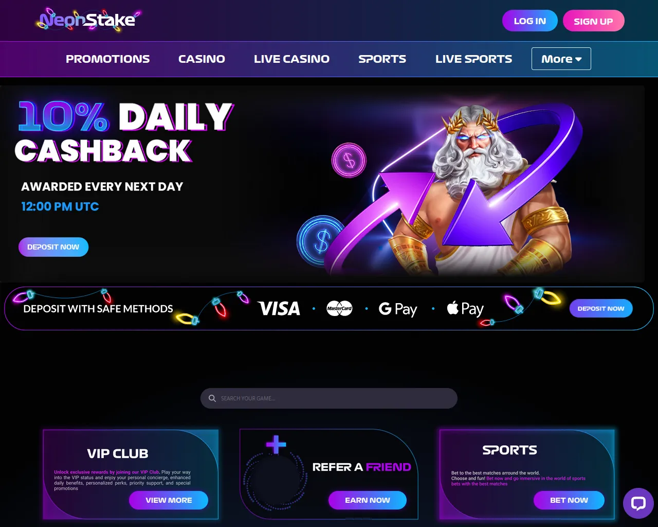 Screenshot of neonstake.com