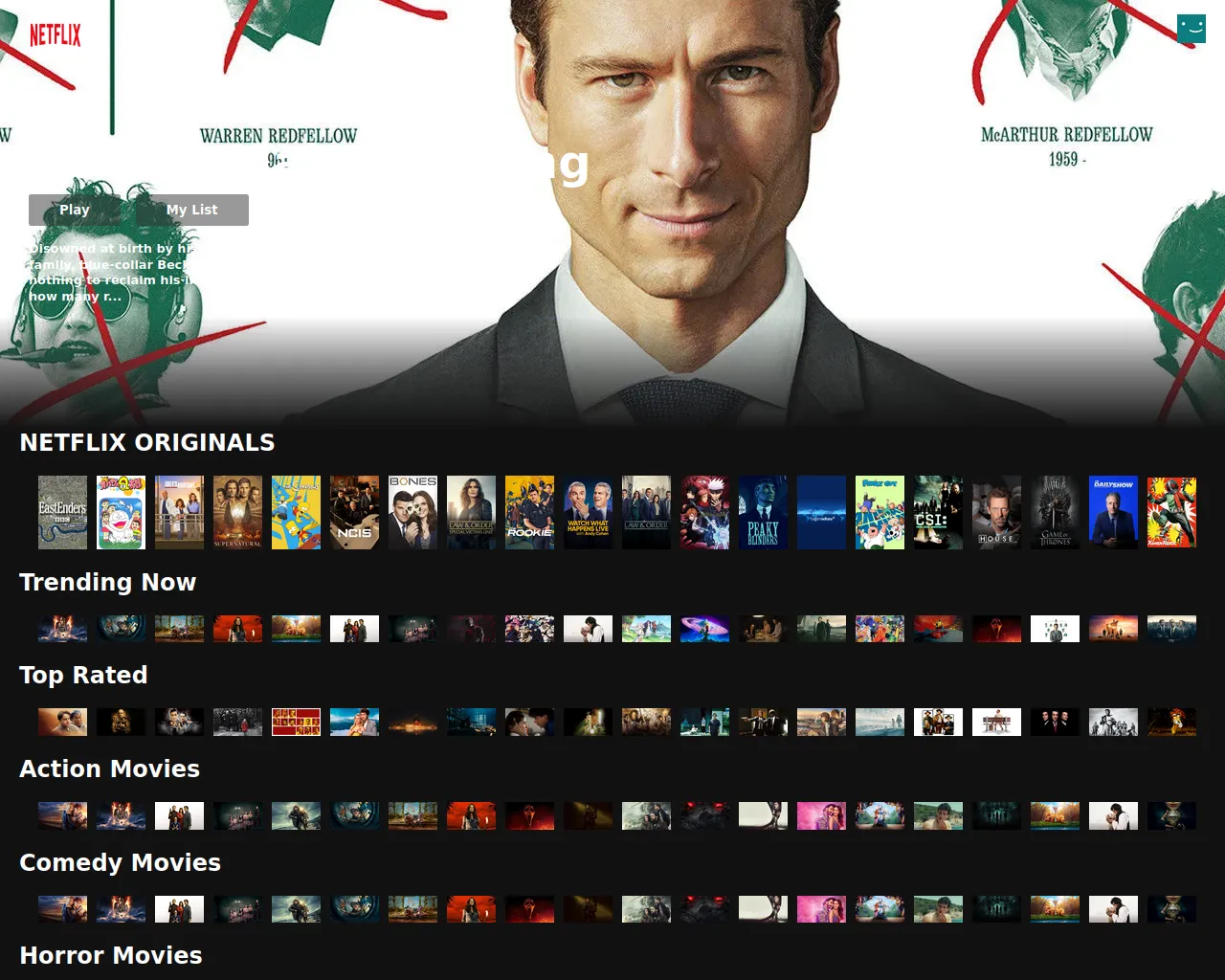 Screenshot of netflix-clone-1a4f2.firebaseapp.com