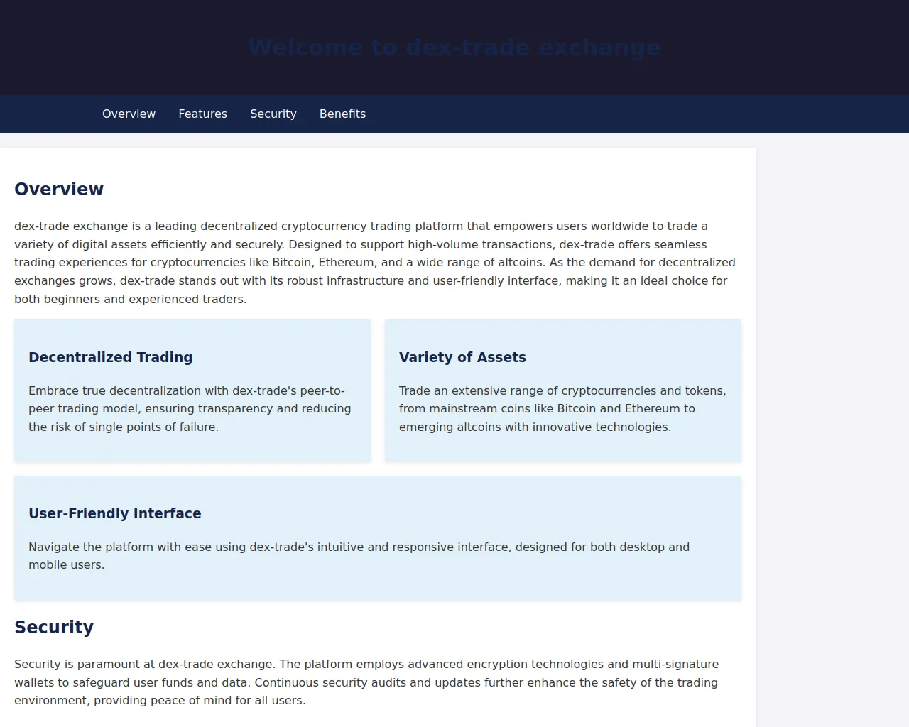 Screenshot of dex-tradeexchanges.live