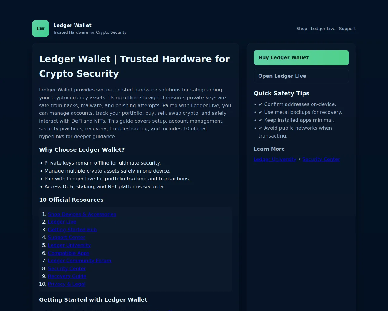 Screenshot of ledzr-wallet-hardware.pages.dev