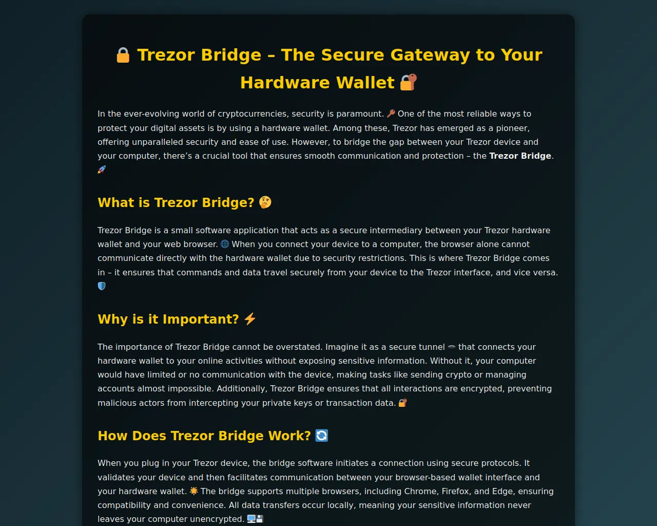 Screenshot of begin-trezr-bridgedocs.pages.dev